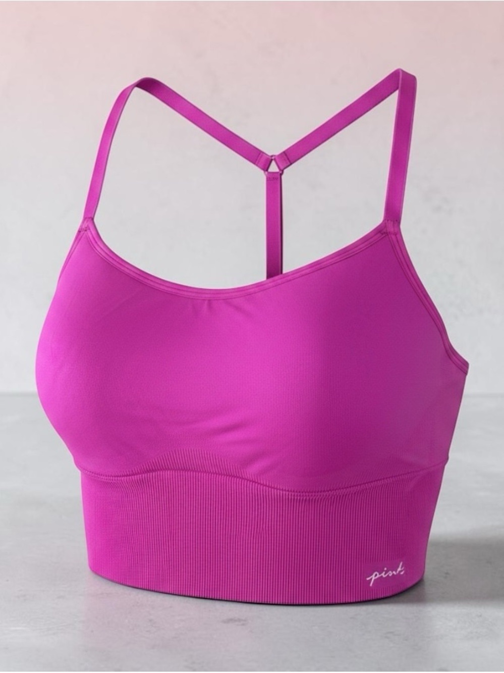 PINK Victoria's Secret Hot Pink  Seamless T-Back Sports Bralette